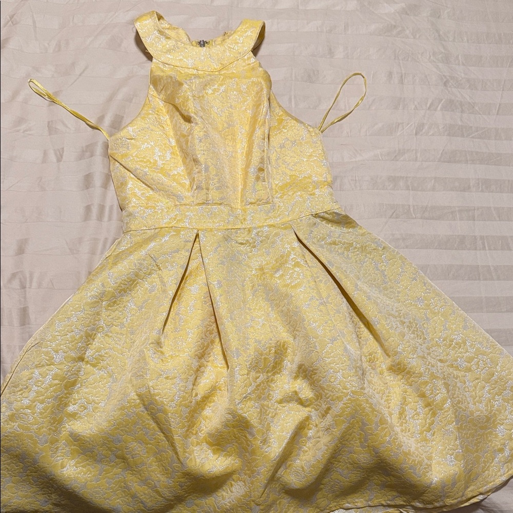 Disney Yellow Prom Dress with Silver Brocade